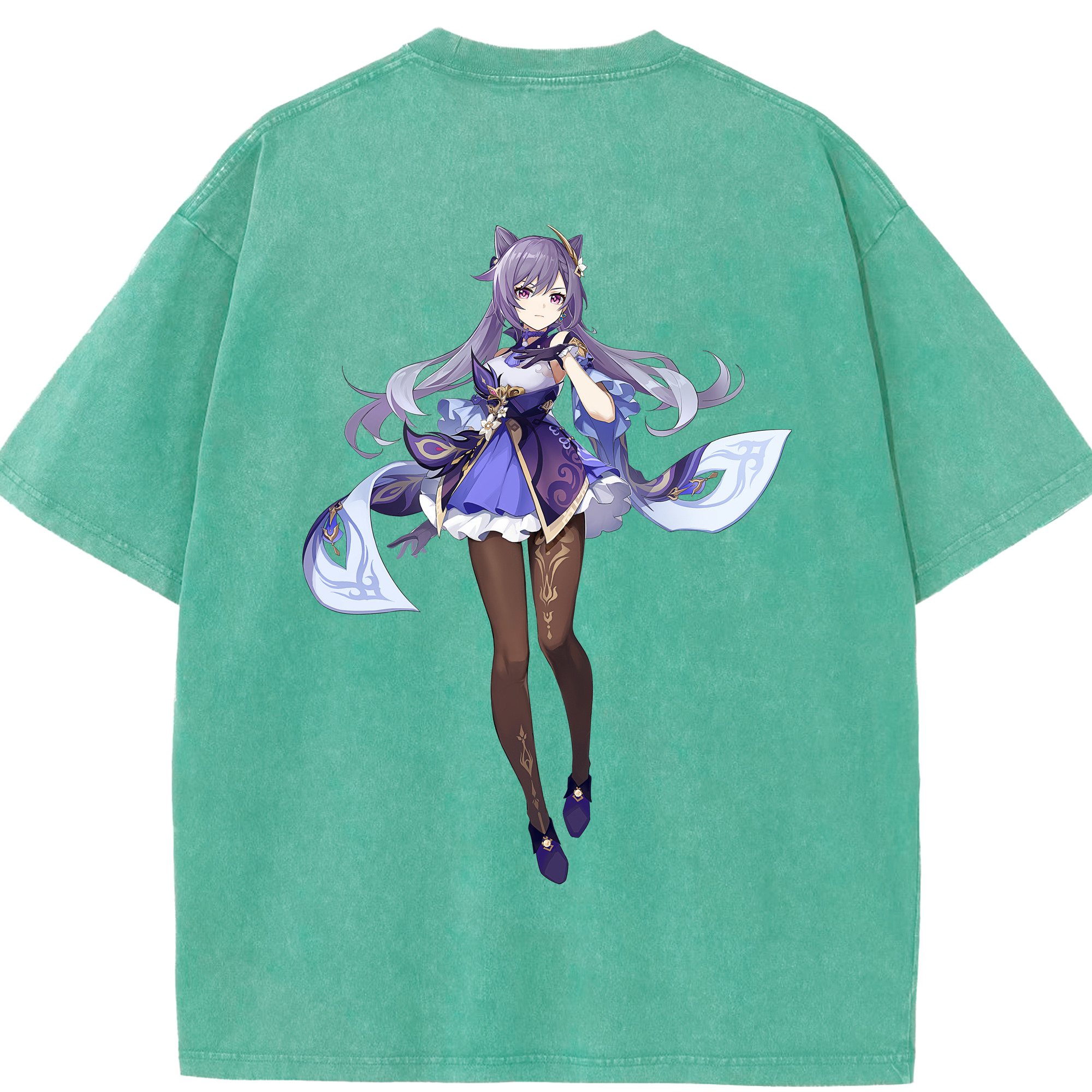 げんし神 刻晴 こくせい genshin Kokusei 綿100% ヴィンテージ風 半袖Tシャツ（背面プリント）